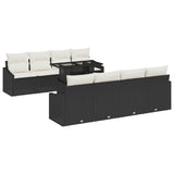 vidaXL Tuinbank Set met kussen 7 pcs Zwart en crème poly rattan