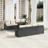 vidaXL Tuinbank Set met kussen 7 pcs Zwart en crème poly rattan