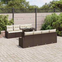 vidaXL Tuinbank Set met kussen 7 pcs Zwart en crème poly rattan