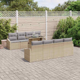 vidaXL Tuinbank Set met kussen 7 pcs Zwart en crème poly rattan