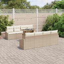 vidaXL Tuinbank Set met kussen 7 pcs Zwart en crème poly rattan
