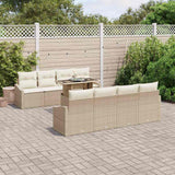vidaXL Tuinbank Set met kussen 7 pcs Zwart en crème poly rattan