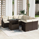 vidaXL Tuinbank Set met kussen 9 pcs Zwart en Crème poly rattan