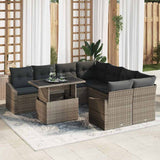 vidaXL Tuinbank Set met kussen 9 pcs Zwart en Crème poly rattan