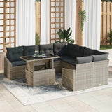vidaXL Tuinbank Set met kussen 9 pcs Zwart en Crème poly rattan