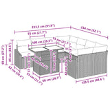 vidaXL Tuinbank Set met kussen 9 pcs Zwart en blauw poly rattan