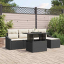 vidaXL Tuinbank Set met kussen 6 pcs Zwart en crème