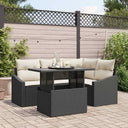 vidaXL Tuinbank Set met kussen 5 pcs Zwart en Crème poly rattan