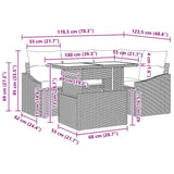 vidaXL Tuinbank Set met kussen 5 pcs Zwart en Crème poly rattan