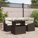 vidaXL Tuinbank Set met kussen 5 pcs Zwart en Crème poly rattan