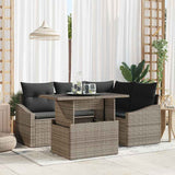 vidaXL Tuinbank Set met kussen 5 pcs Zwart en Crème poly rattan