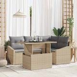 vidaXL Tuinbank Set met kussen 5 pcs Zwart en Crème poly rattan