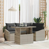 vidaXL Tuinbank Set met kussen 5 pcs Zwart en Crème poly rattan