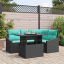 vidaXL Tuinbank Set met kussen met opslag 5 pcs Zwart en blauw