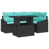 vidaXL Tuinbank Set met kussen met opslag 5 pcs Zwart en blauw