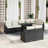 vidaXL Garden Bench Set with Cushion with Storage 9 pcs Black and Cream