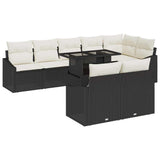 vidaXL Garden Bench Set with Cushion with Storage 9 pcs Black and Cream