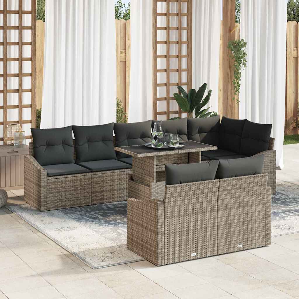 vidaXL Garden Bench Set with Cushion with Storage 9 pcs Black and Cream
