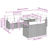 vidaXL Tuinbank Set met kussen 9 pcs Zwart en Blauw poly rattan