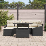 vidaXL Tuinbank Set met kussen 7 pcs Zwart en crème