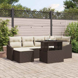 vidaXL Tuinbank Set met kussen 7 pcs Zwart en crème