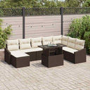 vidaXL Bankstel met kussen met opslag 9 pcs Zwart en Crème poly rattan