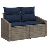 vidaXL Bankstel met kussen 10 pcs Zwart en Blauw poly rattan