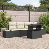 vidaXL Bankstel met kussen 5 pcs Zwart en Crème poly rattan