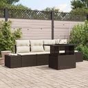 vidaXL Bankstel met kussen 5 pcs Zwart en Crème poly rattan
