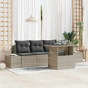 vidaXL Bankstel met kussen 5 pcs Zwart en Crème poly rattan