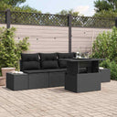 vidaXL Bankstel met kussen 5 pcs Zwart en Crème poly rattan