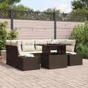 vidaXL Bankstel met kussen 7 pcs Zwart en Crème poly rattan