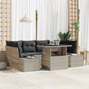 vidaXL Bankstel met kussen 7 pcs Zwart en Crème poly rattan