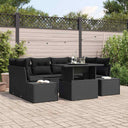 vidaXL Bankstel met kussen 7 pcs Zwart en Crème poly rattan