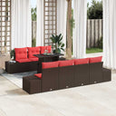 vidaXL Sofa set with cushions 8 pcs Brown and Red poly rattan