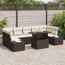 vidaXL Bankstel met kussen 8 pcs Zwart en Crème poly rattan