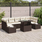 vidaXL Bankstel met kussen 8 pcs Zwart en Crème poly rattan