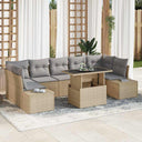 vidaXL Bankstel met kussen 8 pcs Zwart en Crème poly rattan