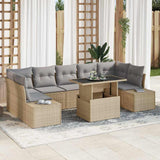 vidaXL Bankstel met kussen 8 pcs Zwart en Crème poly rattan