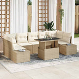 vidaXL Bankstel met kussen 8 pcs Zwart en Crème poly rattan