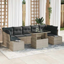 vidaXL Bankstel met kussen 8 pcs Zwart en Crème poly rattan