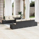 vidaXL Tuinbank Set met kussen 9 pcs Zwart en Crème poly rattan