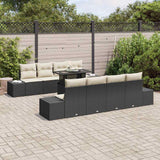 vidaXL Tuinbank Set met kussen 9 pcs Zwart en Crème poly rattan