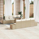 vidaXL Tuinbank Set met kussen 9 pcs Zwart en Crème poly rattan