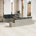 vidaXL Tuinbank Set met kussen 9 pcs Zwart en Crème poly rattan