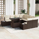 vidaXL Tuinbank Set met kussen 9 pcs Zwart en Crème poly rattan