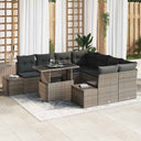 vidaXL Tuinbank Set met kussen 9 pcs Zwart en Crème poly rattan