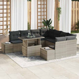 vidaXL Tuinbank Set met kussen 9 pcs Zwart en Crème poly rattan