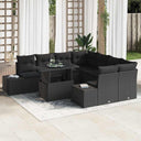 vidaXL Tuinbank Set met kussen 9 pcs Zwart en Crème poly rattan