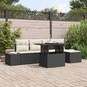vidaXL Tuinbank Set met kussen 6 pcs Zwart en Crème poly rattan